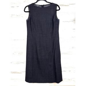 Lafayette 148 Womes XS Virgin Wool Sleeveless Little Black Midi Sheath Dress NEW